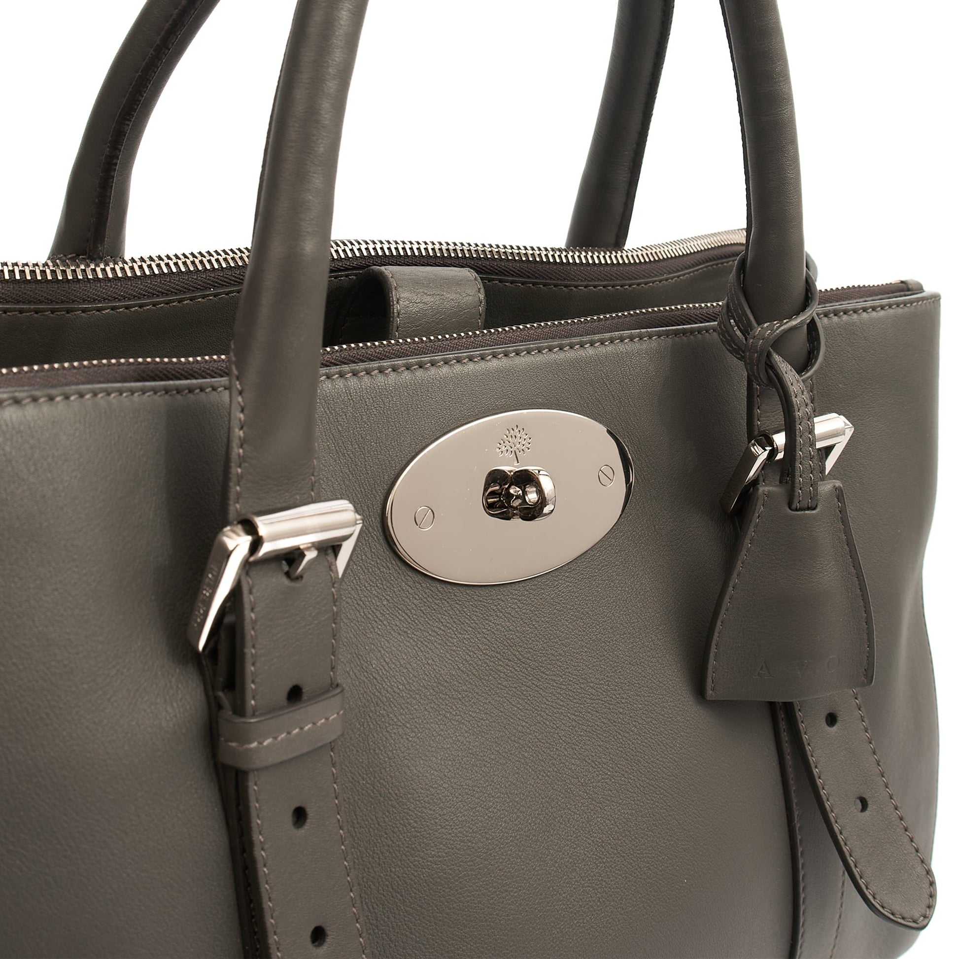 Mulberry Tote Bayswater Double Zip Tote in Pavement Grey, Leather — Alternate View 18