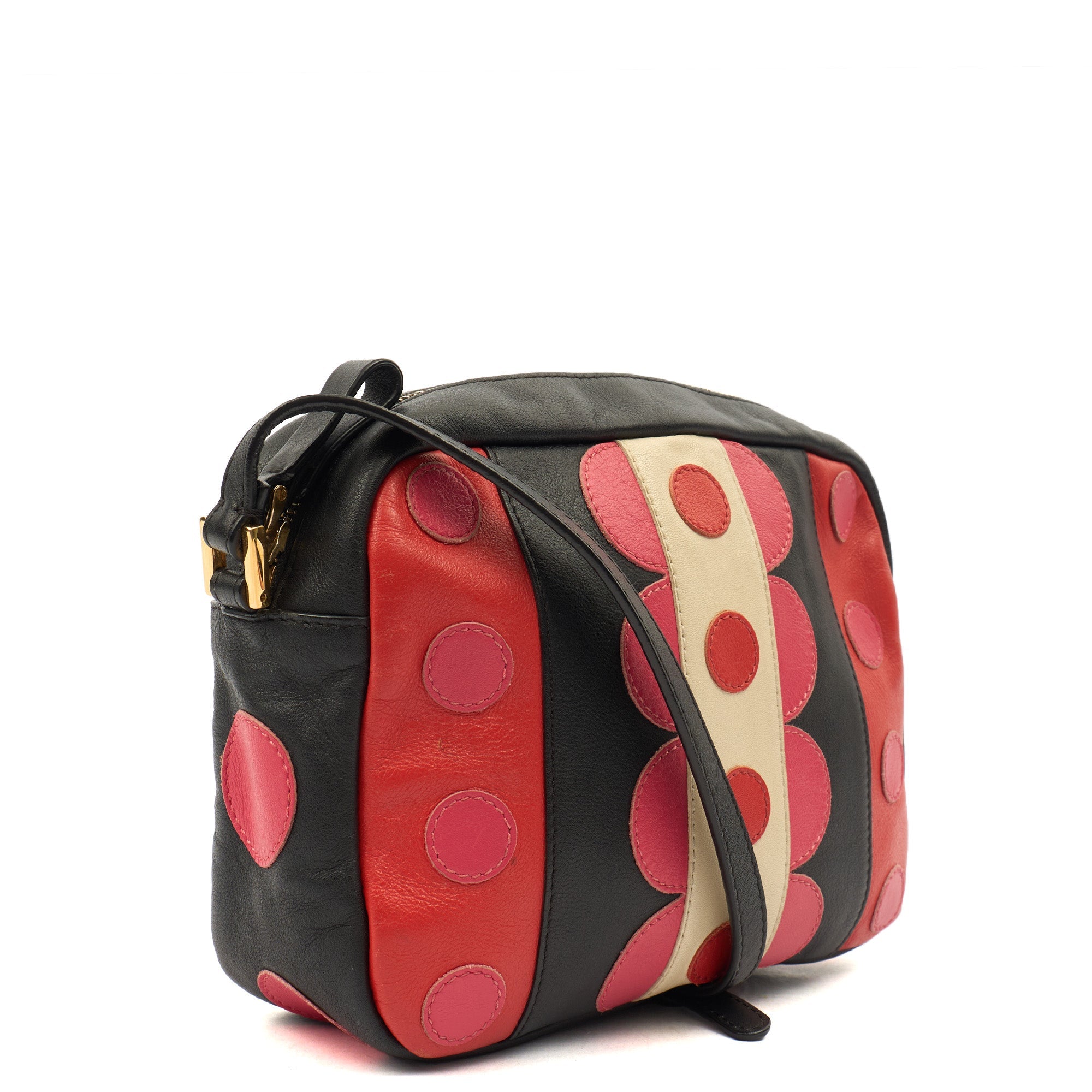 Valentino Cross Body Garavani Carmen Polka Dot Camera Bag in Red, Leather — Back View