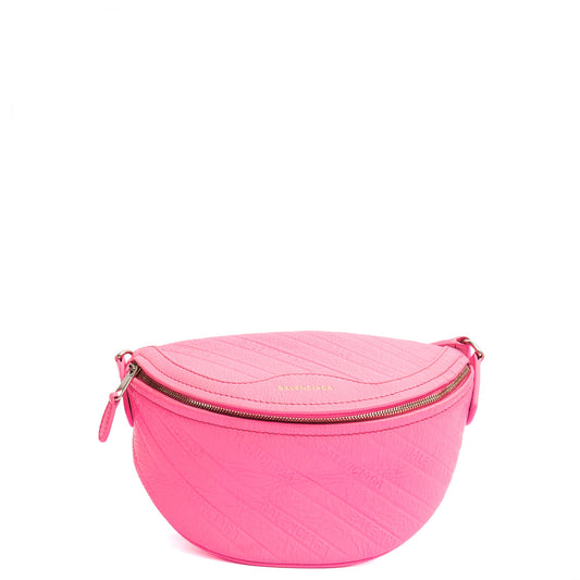 Balenciaga Cross Body Belt Bag in Pink, Veau (Calfskin) — Front View