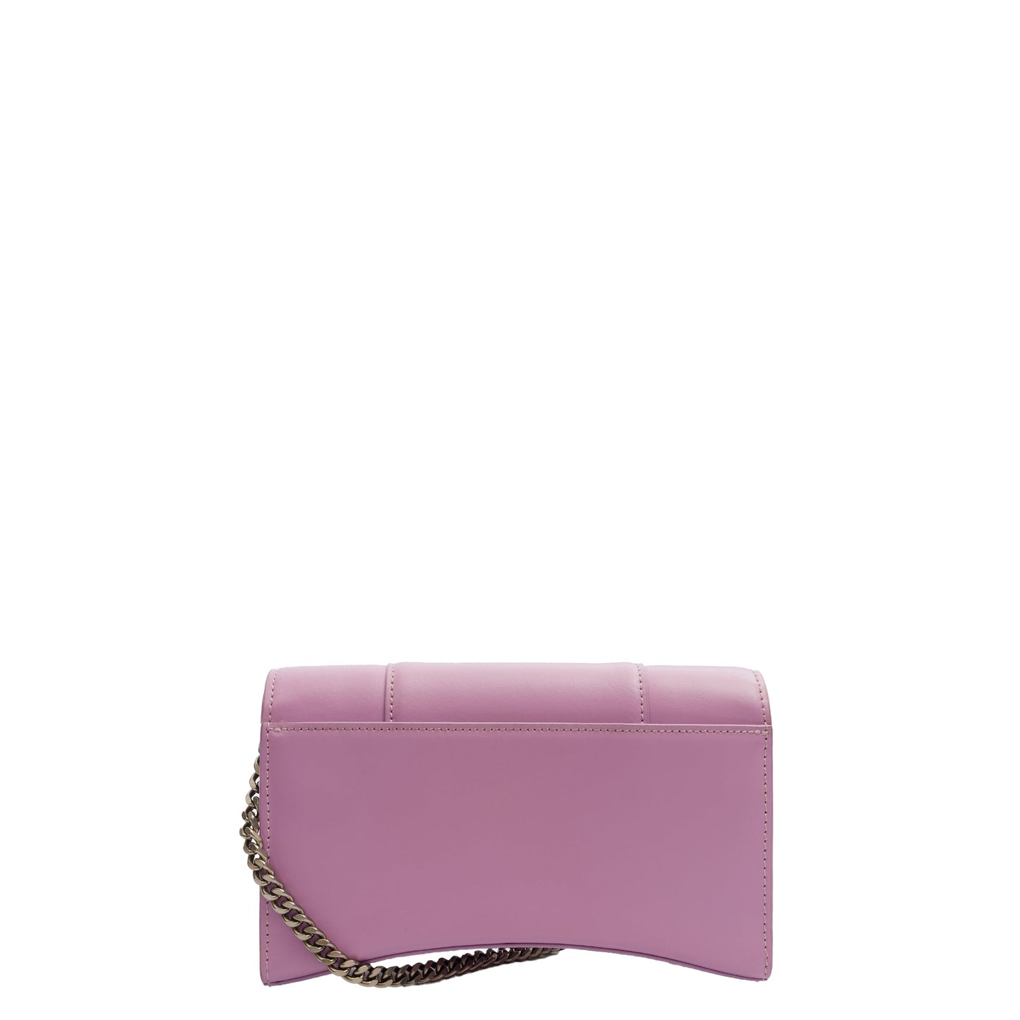 Balenciaga Cross Body Hourglass Wallet on Chain in Purple, Leather — Back View