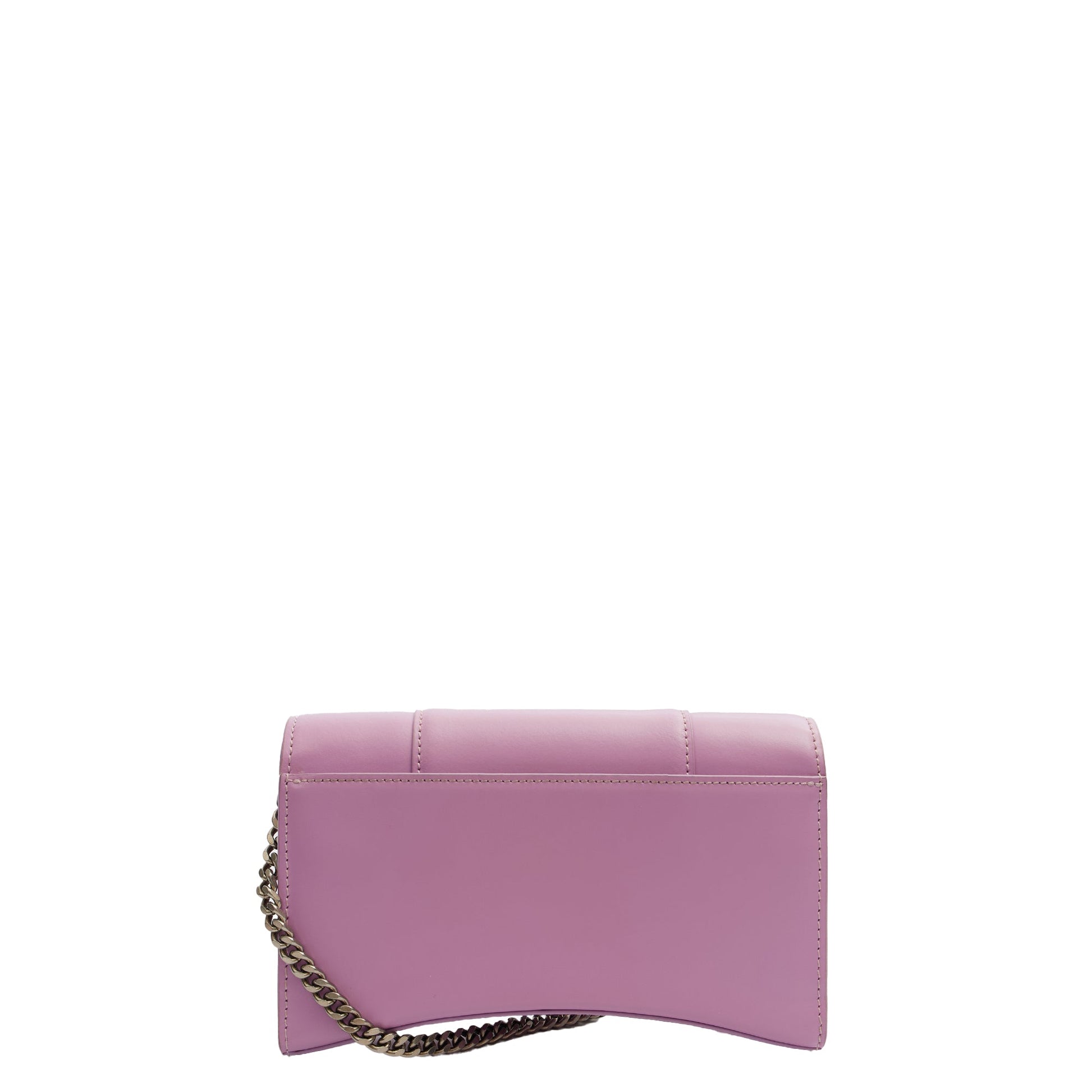 Balenciaga Cross Body Hourglass Wallet on Chain in Purple, Leather — Back View
