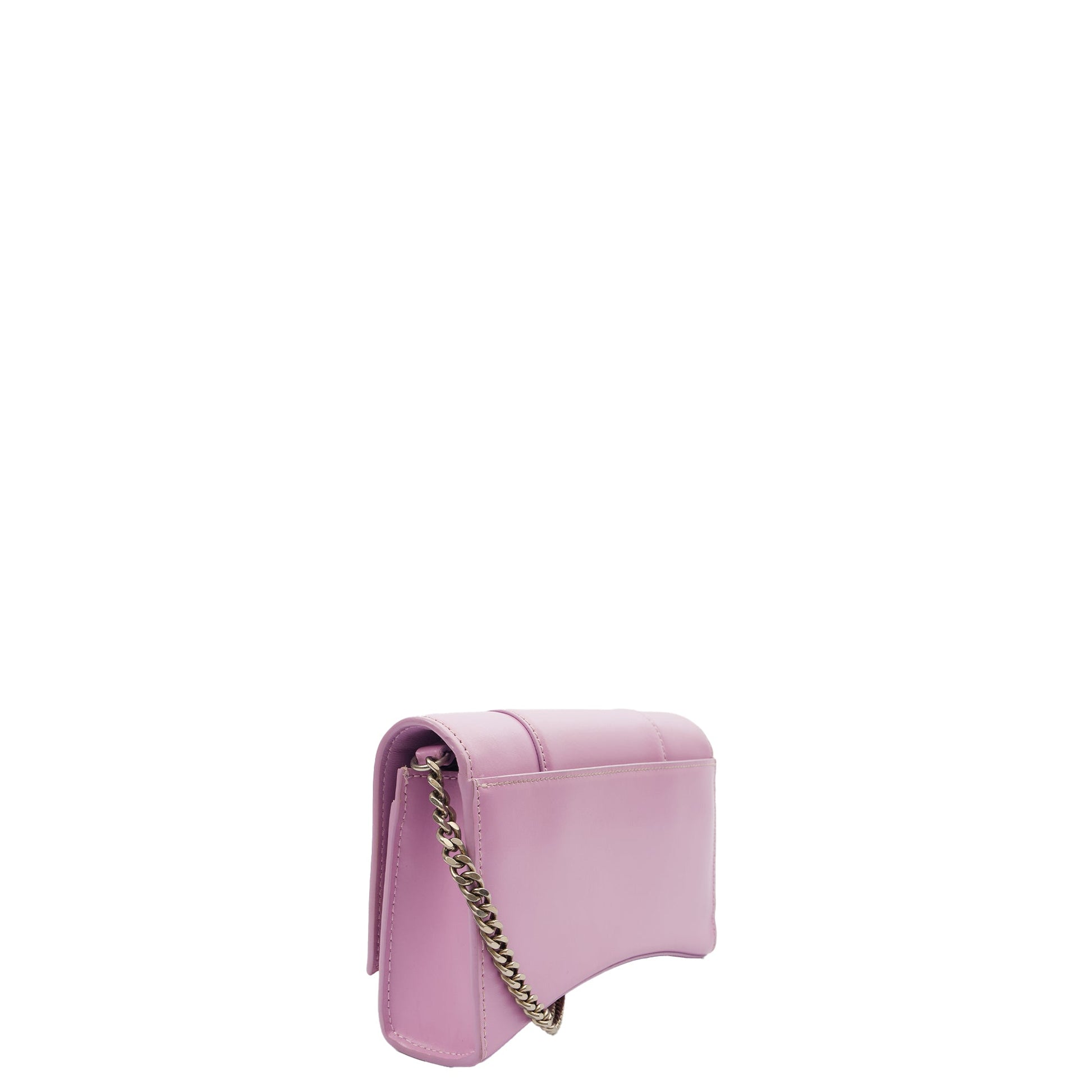 Balenciaga Cross Body Hourglass Wallet on Chain in Purple, Leather — Side View