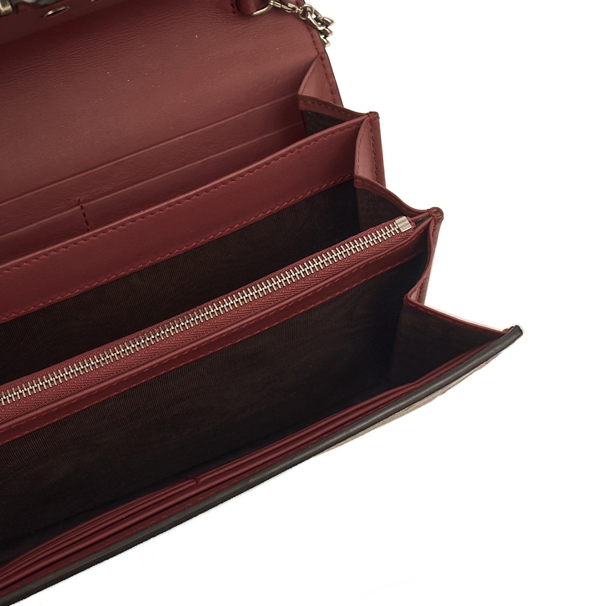 Gucci Cross Body Dionysus Chain Wallet in Brown, Leather — Detail View