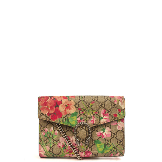 Gucci Cross Body Dionysus Chain Wallet in Brown, Leather — Front View