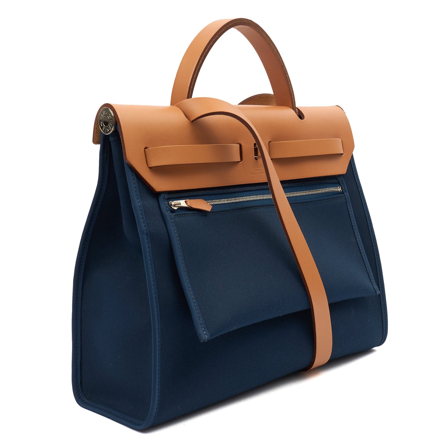 Hermes Tote Herbag Zip 31 in Bleu Électrique, Canvas — Back View