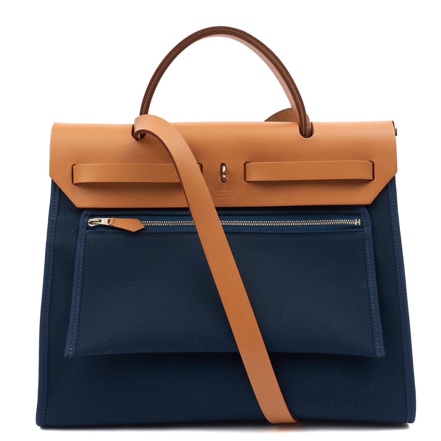 Hermes Tote Herbag Zip 31 in Bleu Électrique, Canvas — Top View