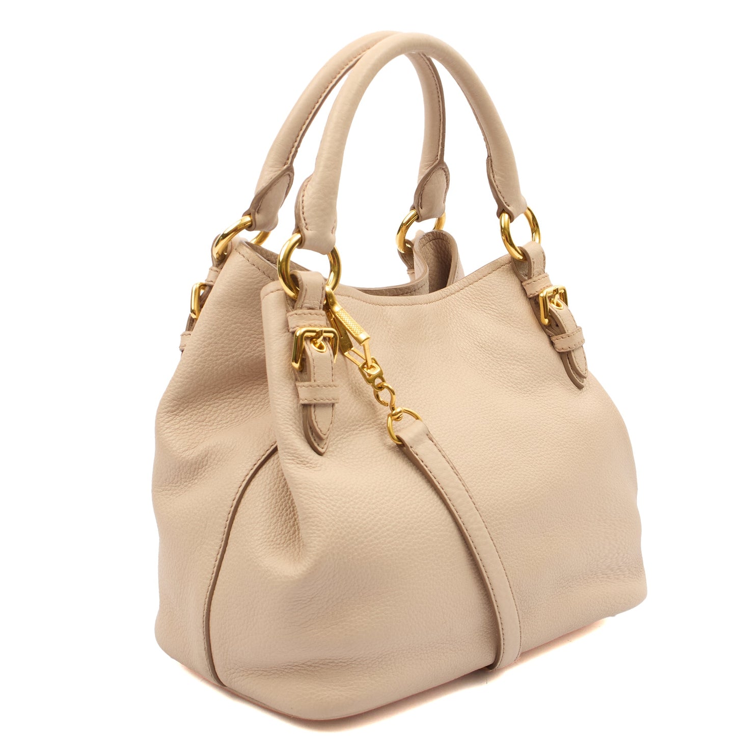 Miu Miu Cross Body Tote in Neutral, Leather — Side View