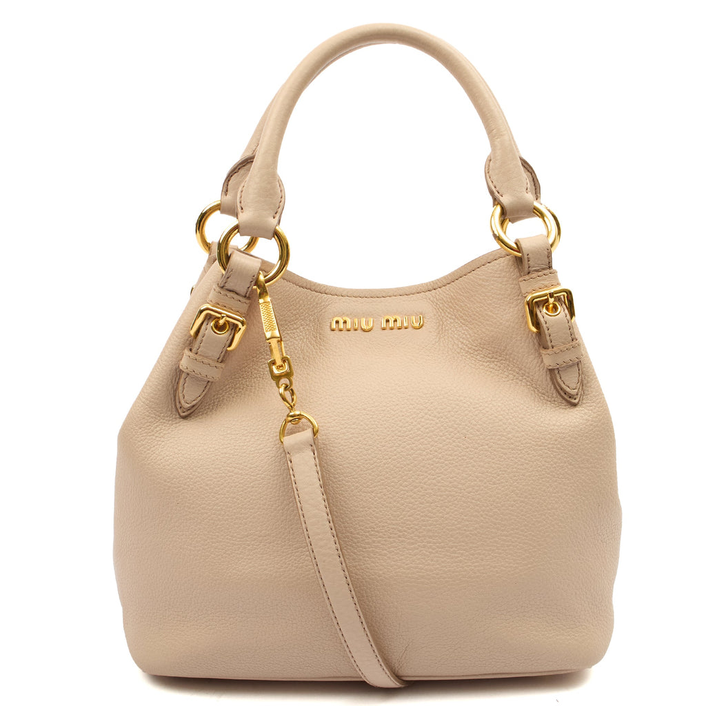 Miu Miu Cross Body Tote in Neutral, Leather — Back View