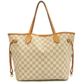Louis Vuitton Tote Neverfull MM in Damier Azur, 35nis Leather — Front View