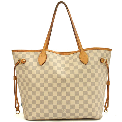 Louis Vuitton Tote Neverfull MM in Damier Azur, 35nis Leather — Front View
