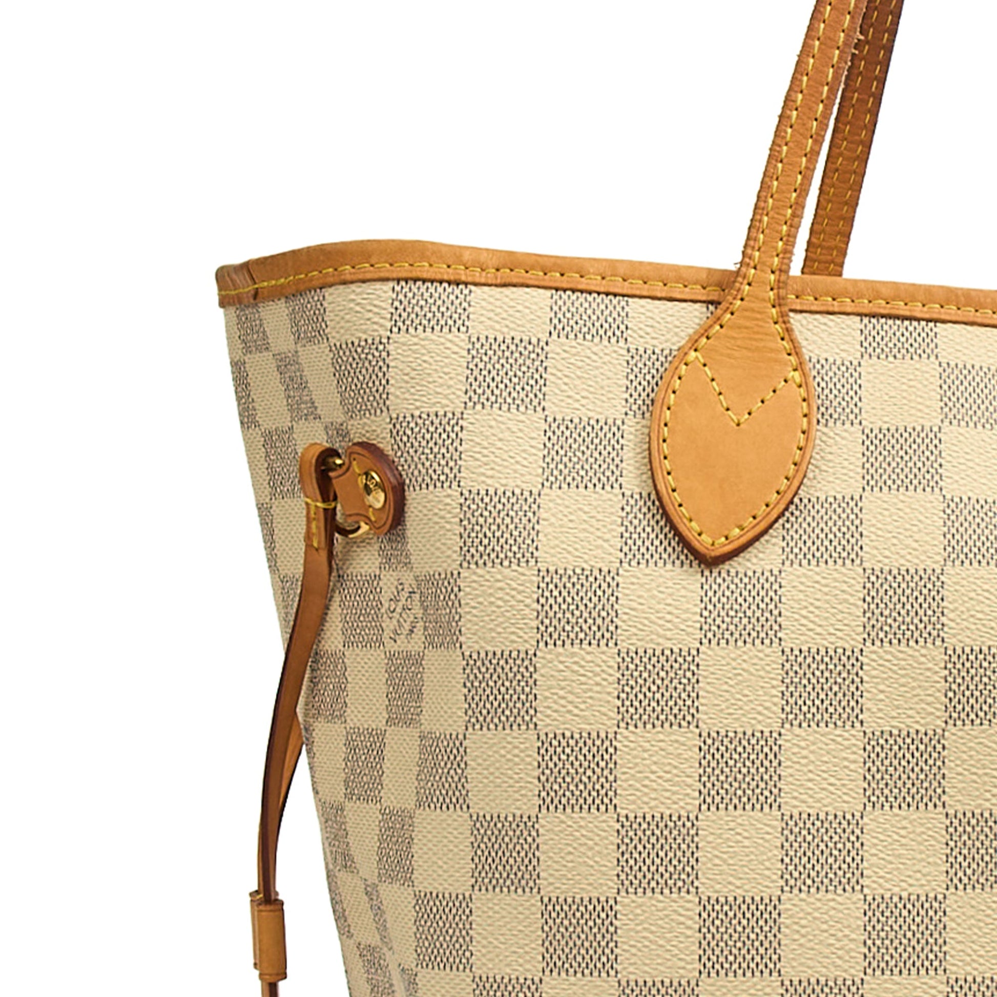 Louis Vuitton Tote Neverfull MM in Damier Azur, 35nis Leather — Top View