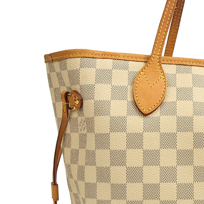 Louis Vuitton Tote Neverfull MM in Damier Azur, 35nis Leather — Alternate View 10