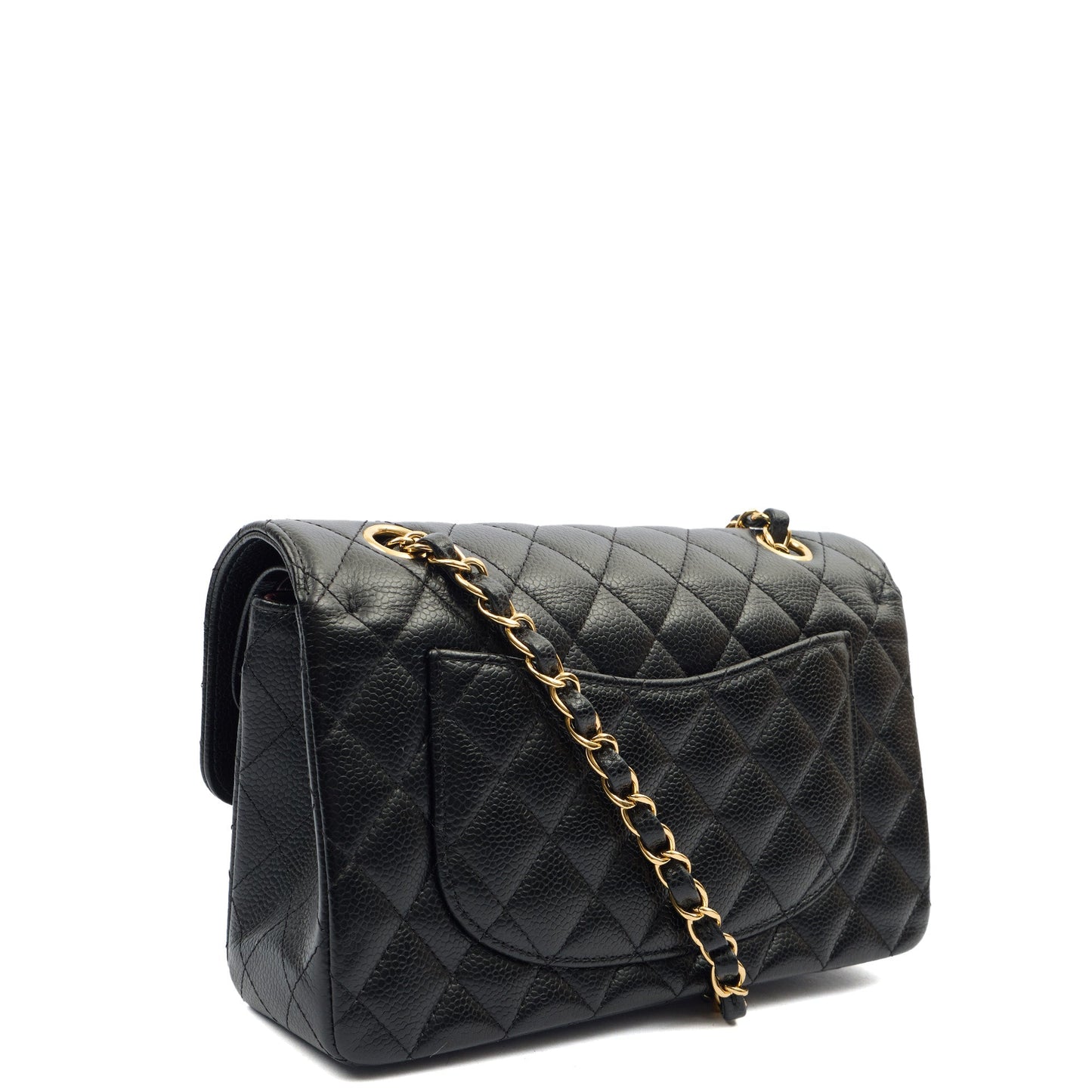 Chanel Cross Body Classic Double Flap - Small in Black, Caviar Leather — Side View