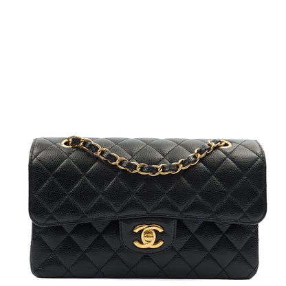 Chanel Cross Body Classic Double Flap - Small in Black, Caviar Leather — Front View
