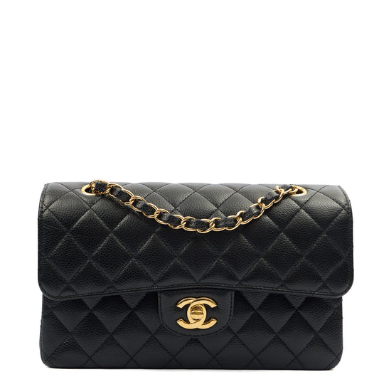 Chanel Cross Body Classic Double Flap - Small in Black, Caviar Leather — Front View