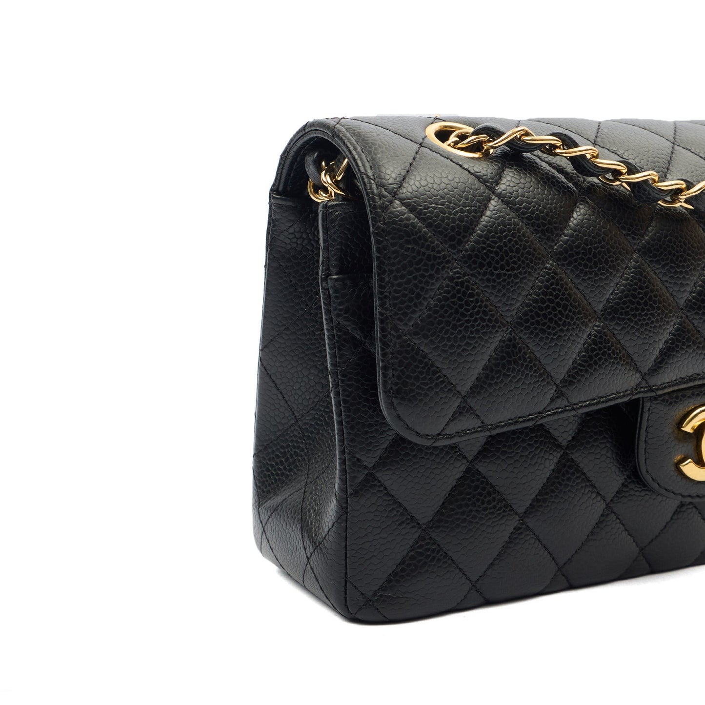 Chanel Cross Body Classic Double Flap - Small in Black, Caviar Leather — Alternate View 7