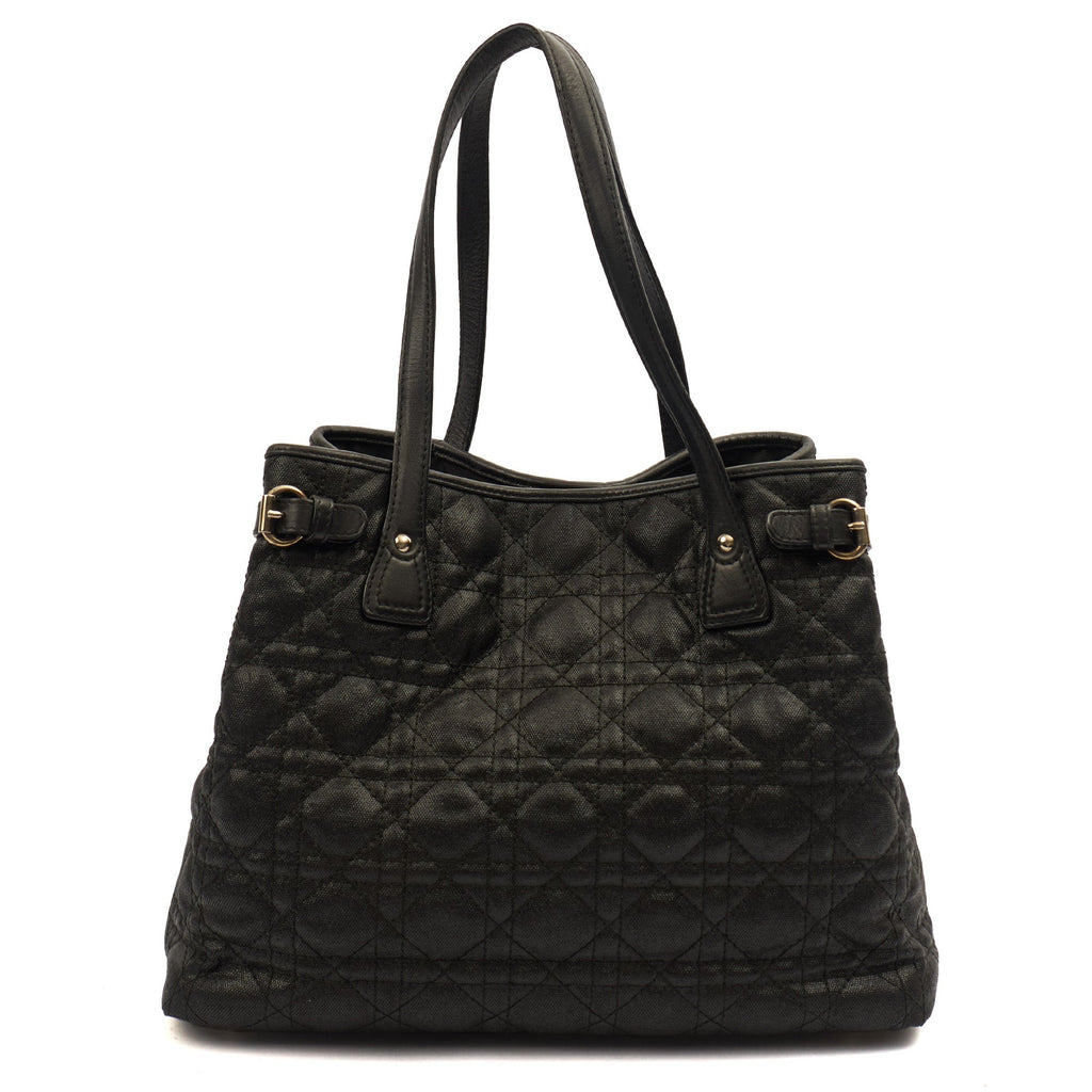 Christian Dior Tote Panarea Tote in Black, Coated Canvas — Back View