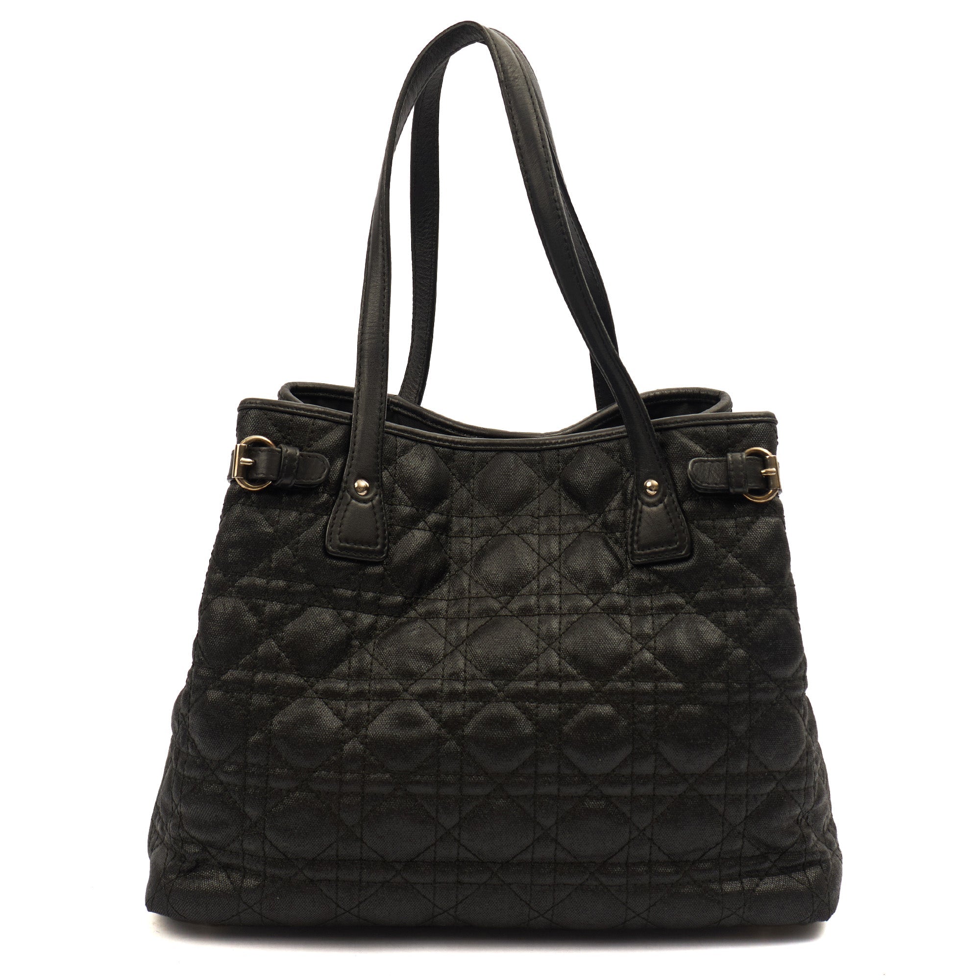 Christian Dior Tote Panarea Tote in Black, Coated Canvas — Back View