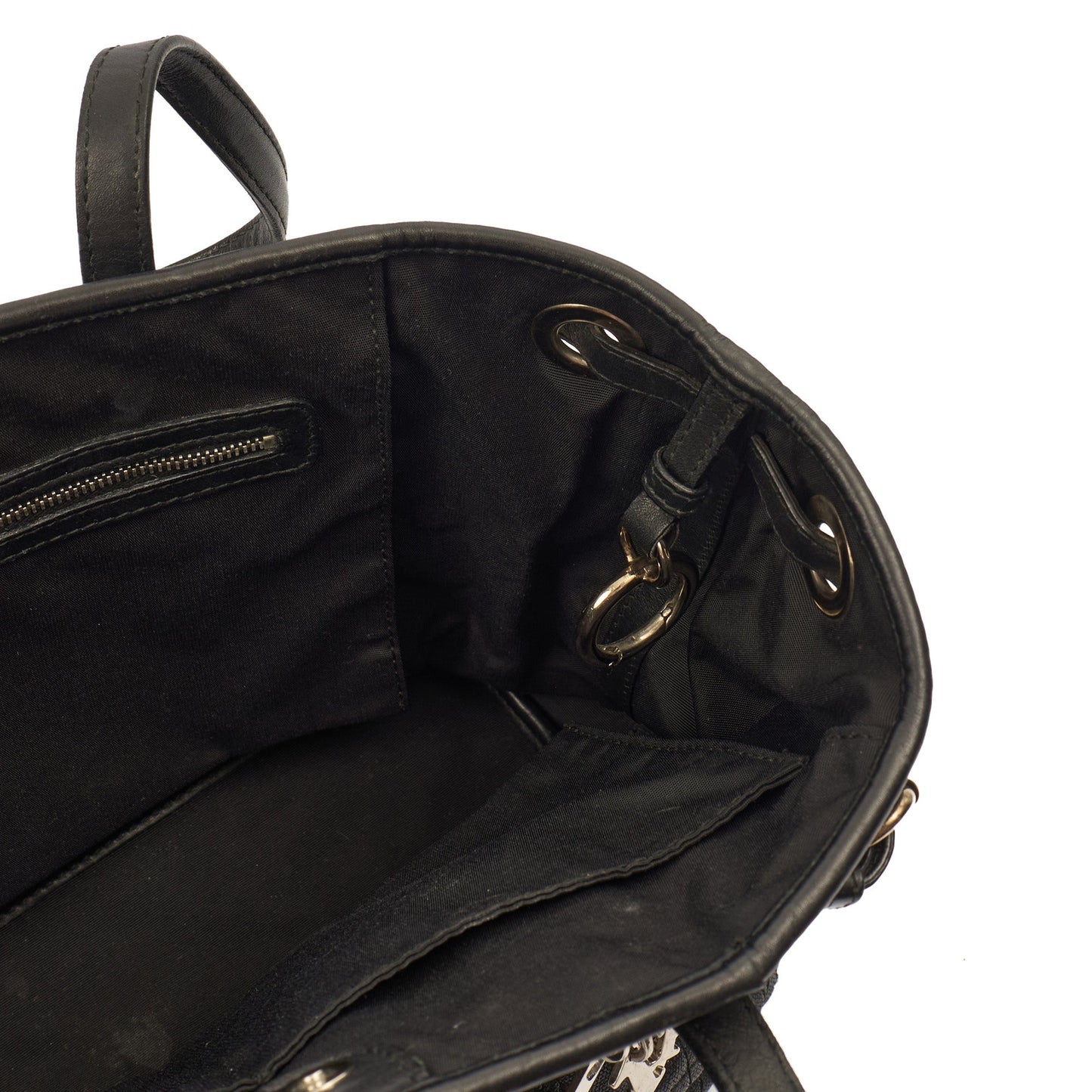 Christian Dior Tote Panarea Tote in Black, Coated Canvas — Detail View