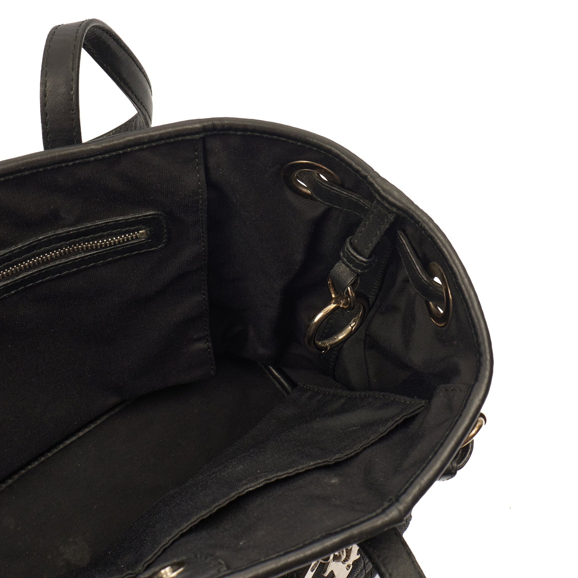 Christian Dior Tote Panarea Tote in Black, Coated Canvas — Detail View