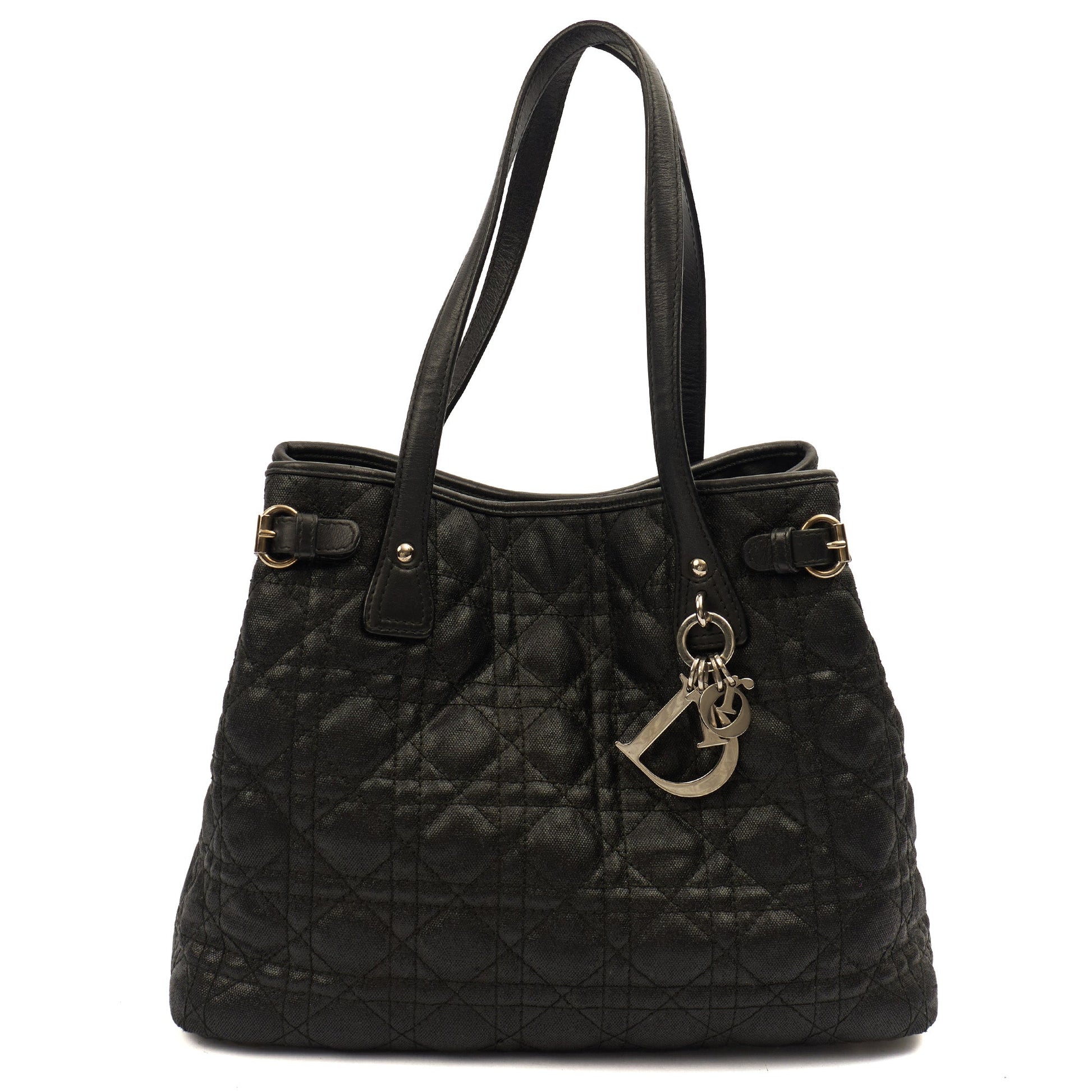Christian Dior Tote Panarea Tote in Black, Coated Canvas — Front View
