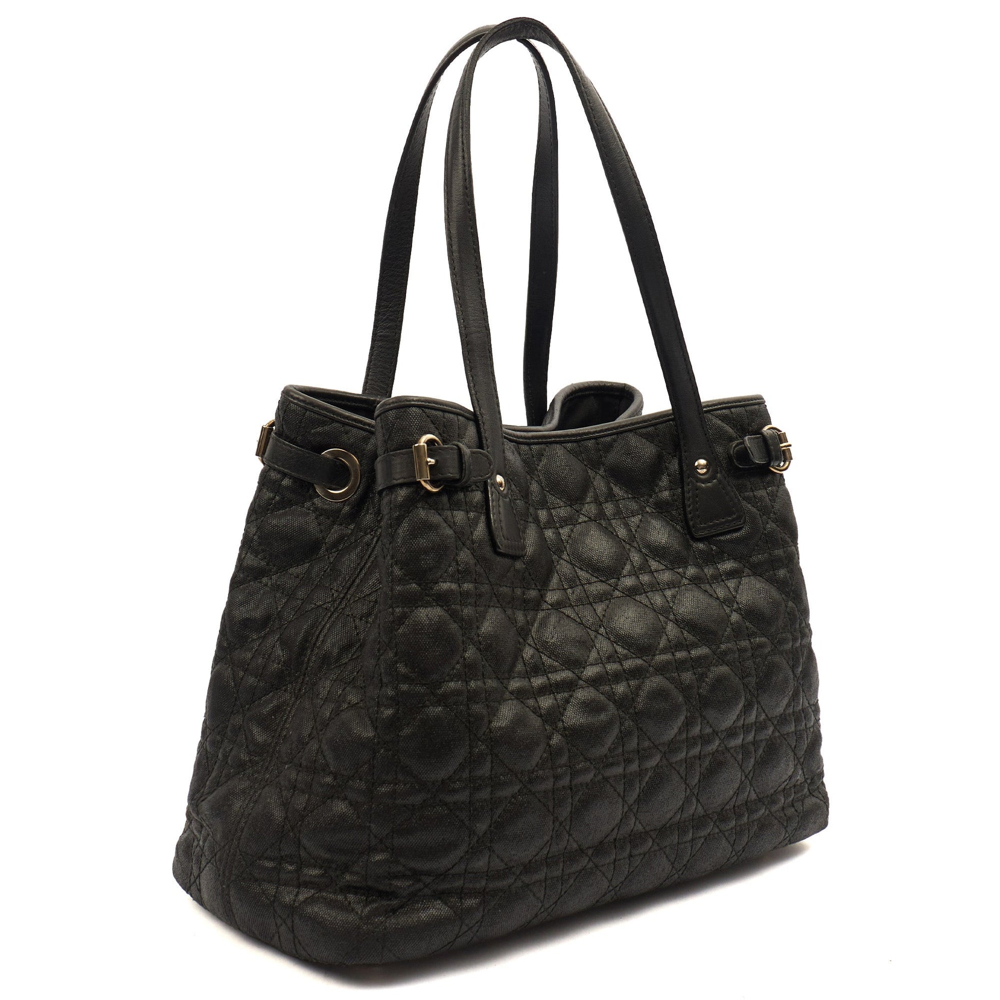 Christian Dior Tote Panarea Tote in Black, Coated Canvas — Side View