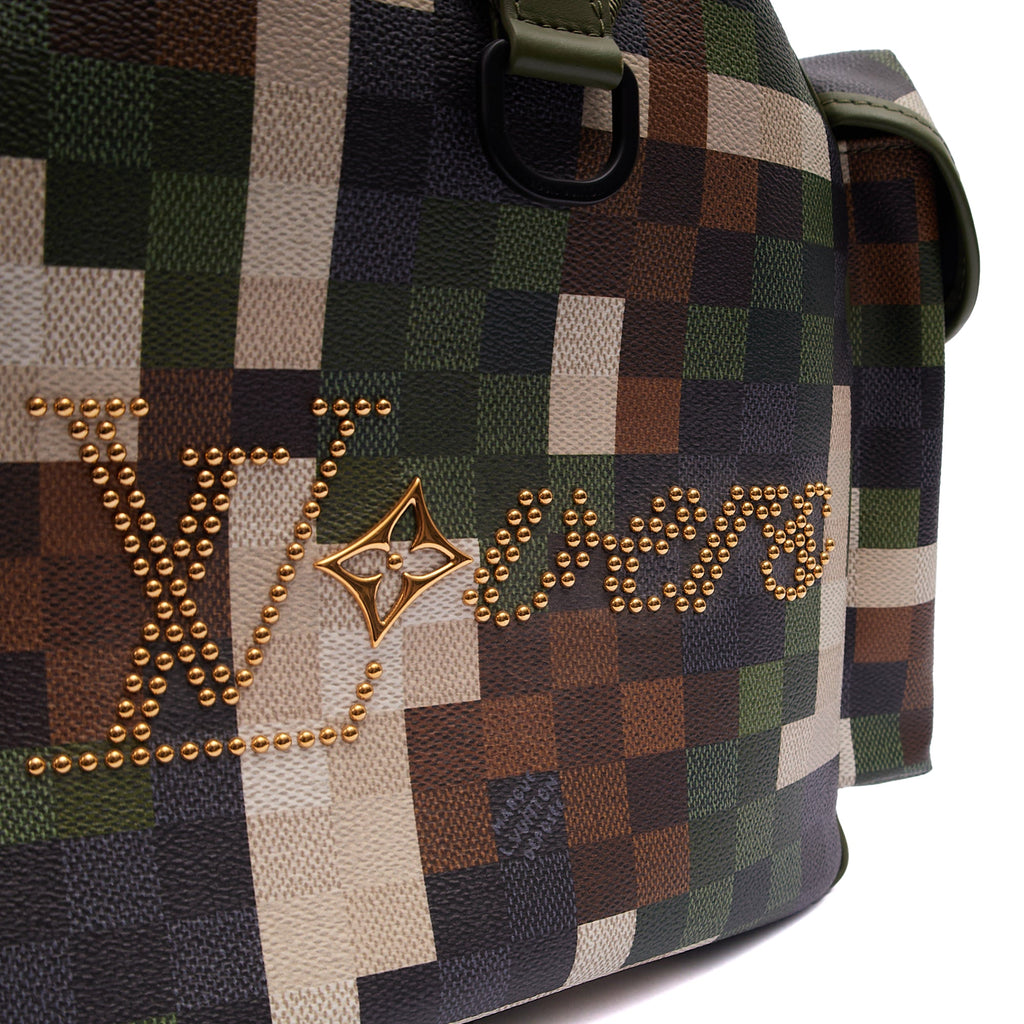 Louis Vuitton Soft Sided Keepall 55 Bandouliere in Damoflage, Canvas — Lifestyle View