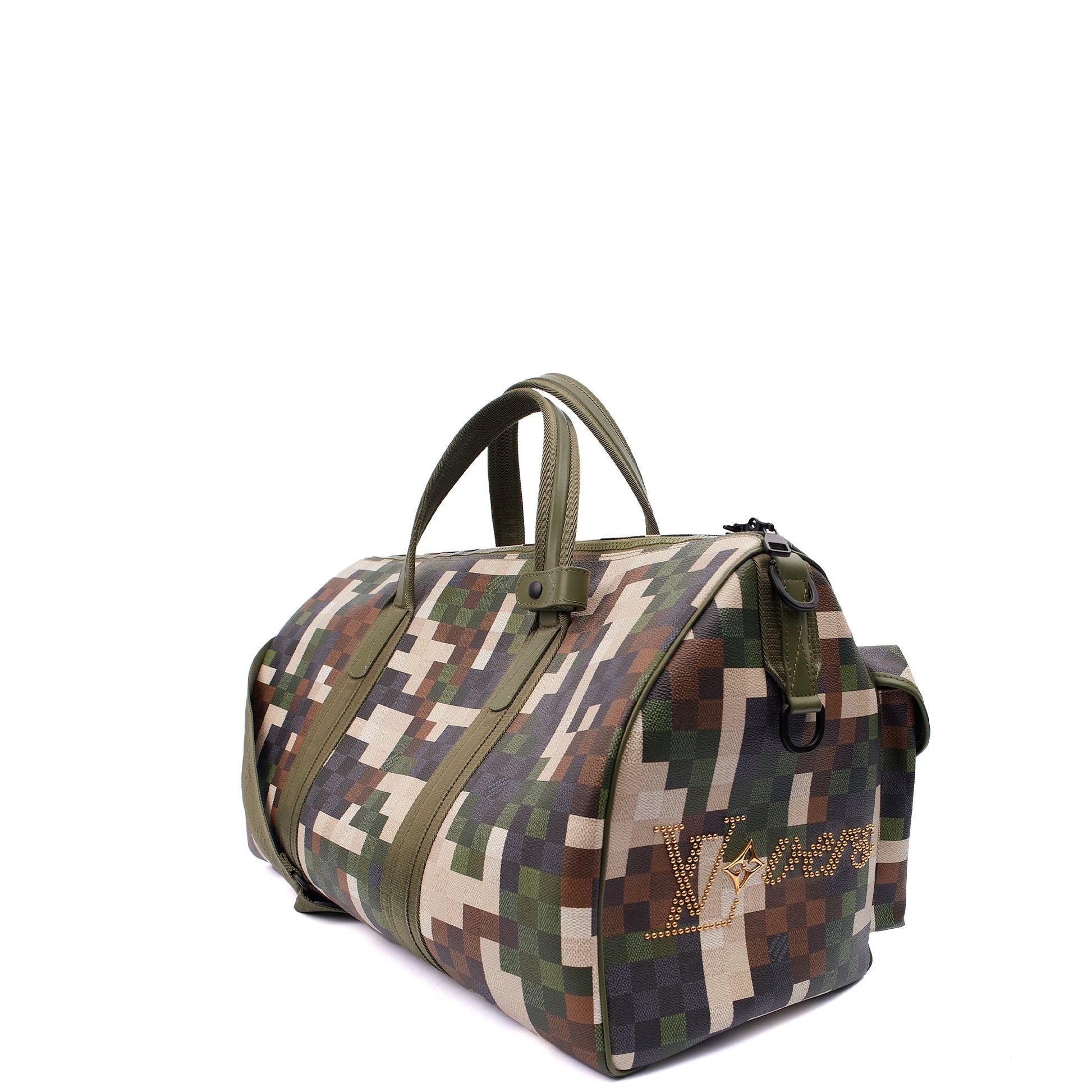 Louis Vuitton Soft Sided Keepall 55 Bandouliere in Damoflage, Canvas — Alternate View 11