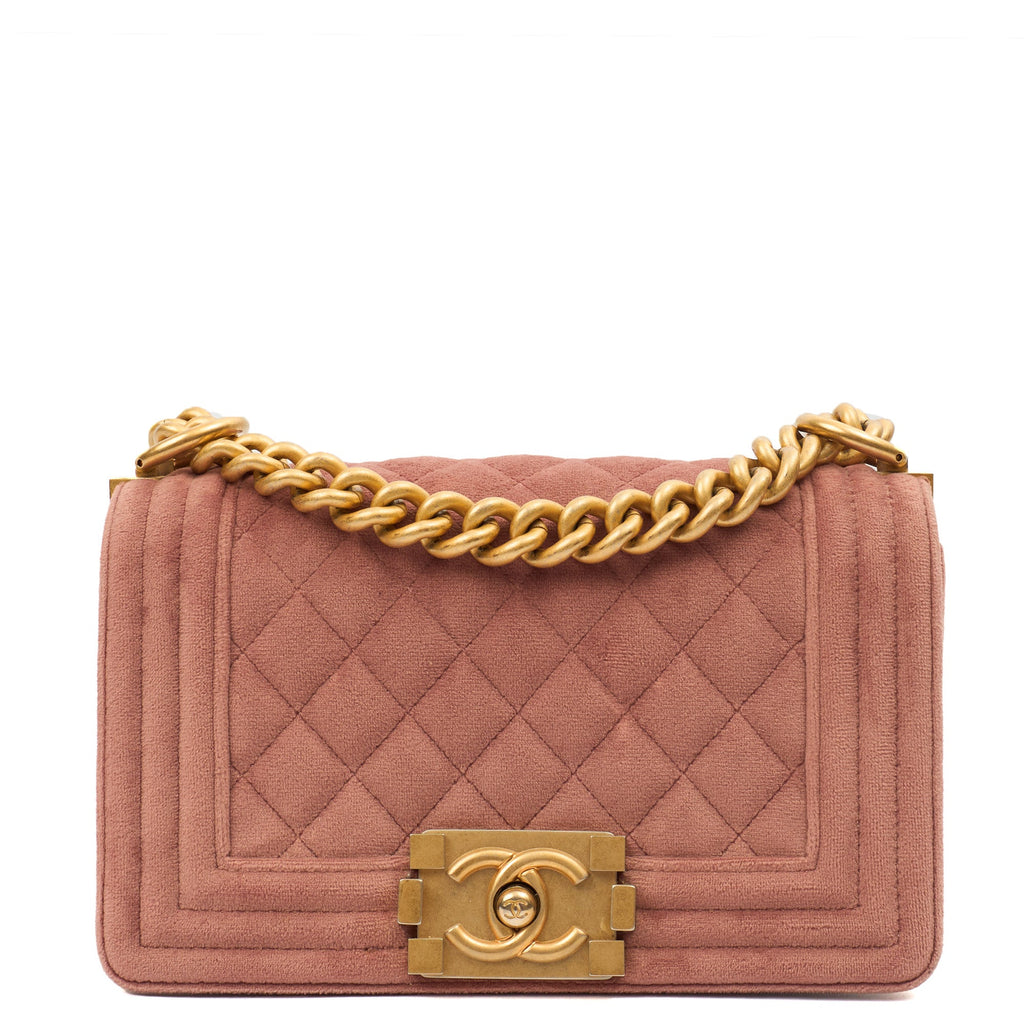 Chanel Shoulder Bag Boy - Small in Pink, Suede — Front View
