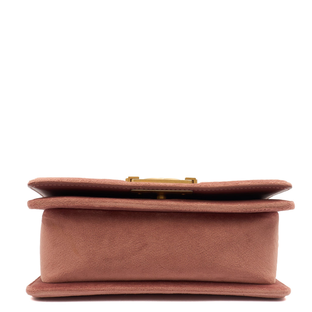 Chanel Shoulder Bag Boy - Small in Pink, Suede — Detail View