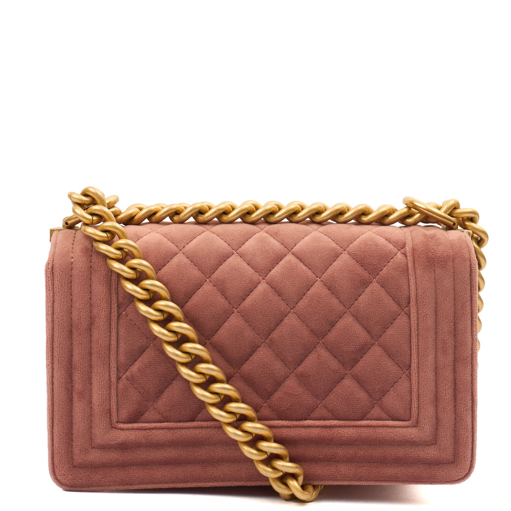 Chanel Shoulder Bag Boy - Small in Pink, Suede — Top View