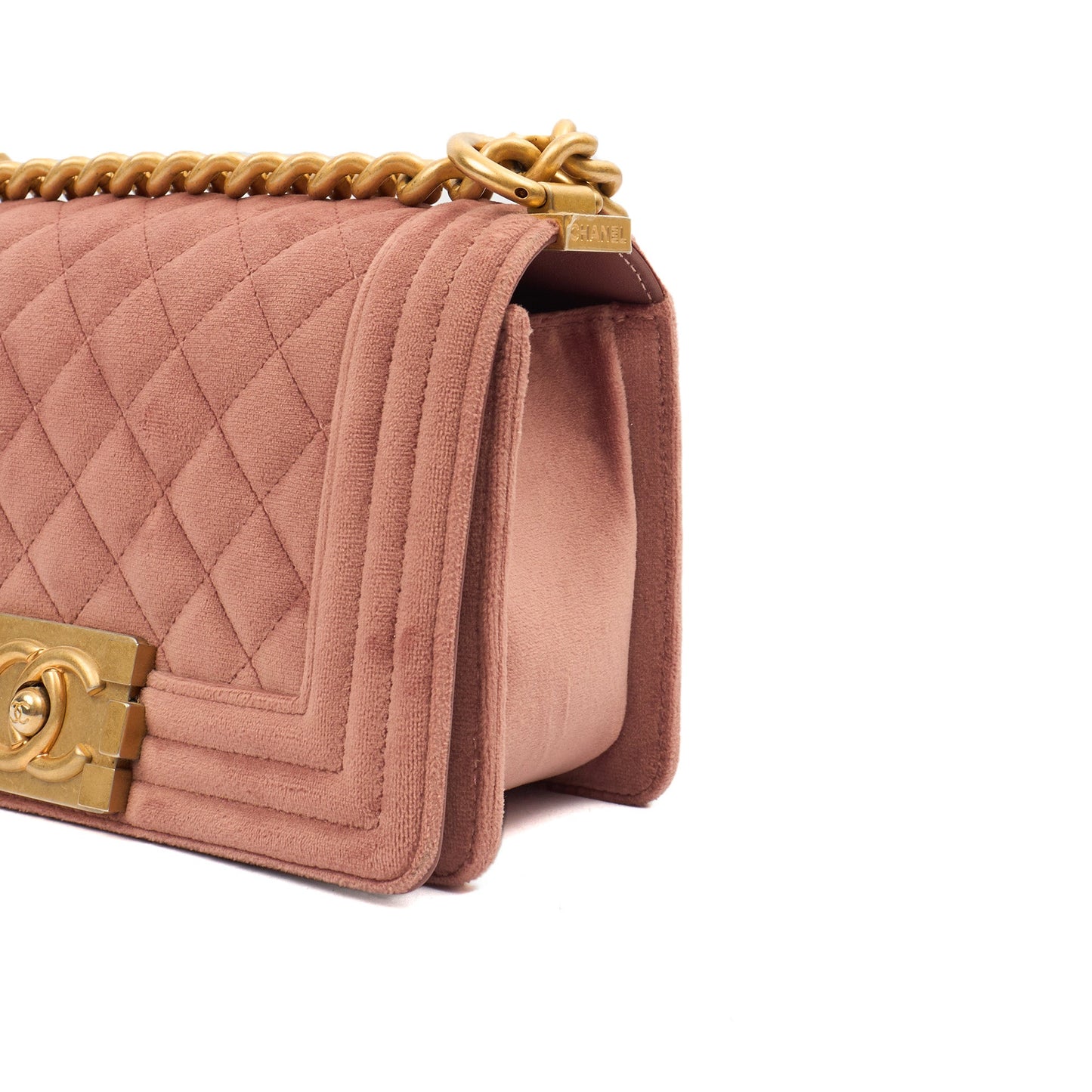 Chanel Shoulder Bag Boy - Small in Pink, Suede — Alternate View 7