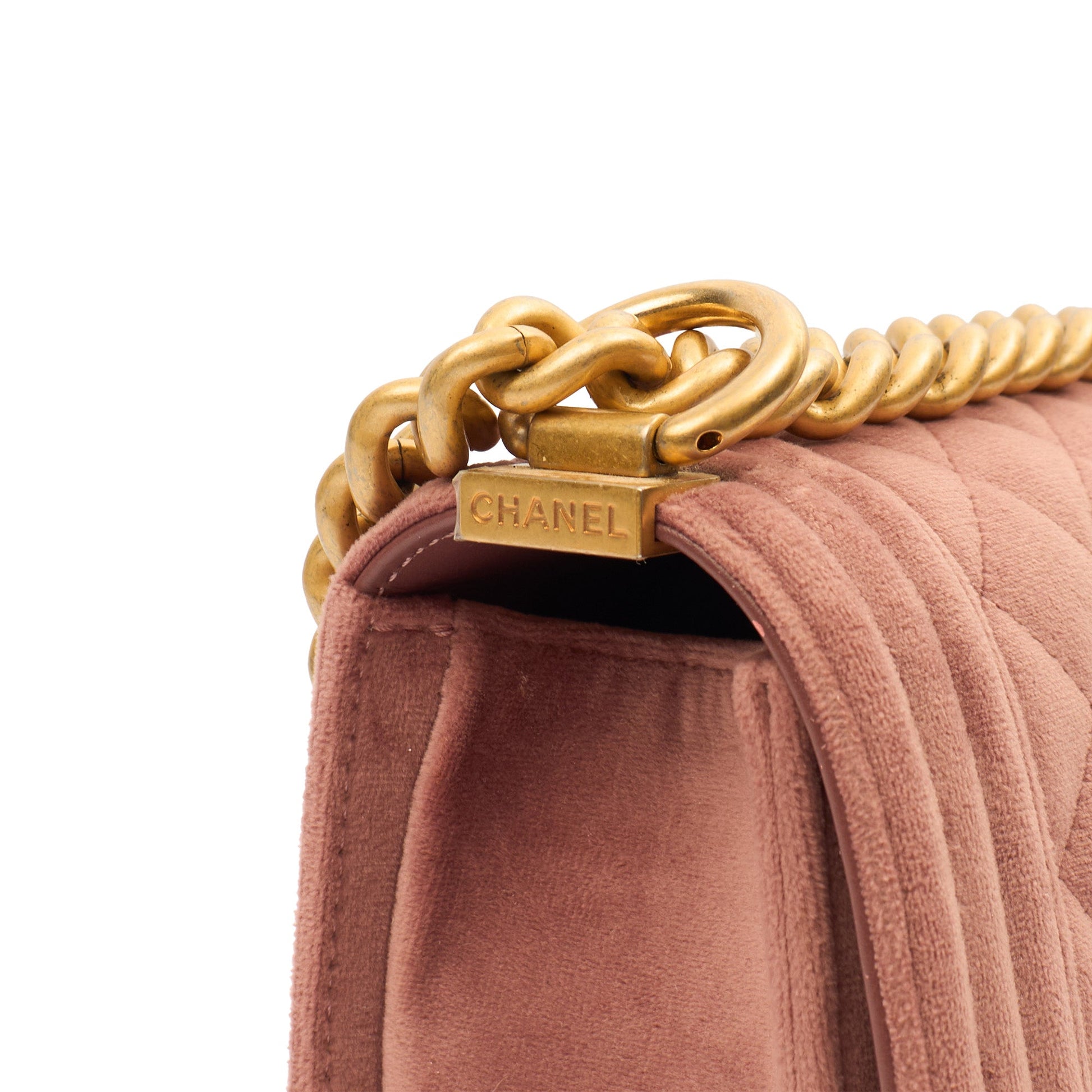 Chanel Shoulder Bag Boy - Small in Pink, Suede — Alternate View 10