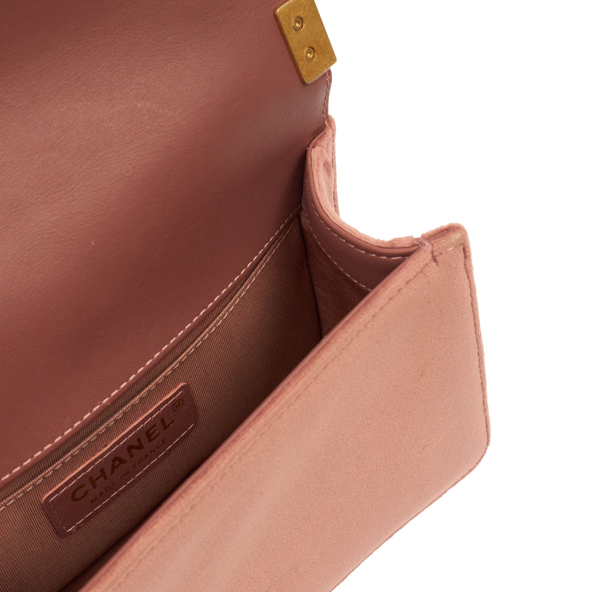 Chanel Shoulder Bag Boy - Small in Pink, Suede — Alternate View 11