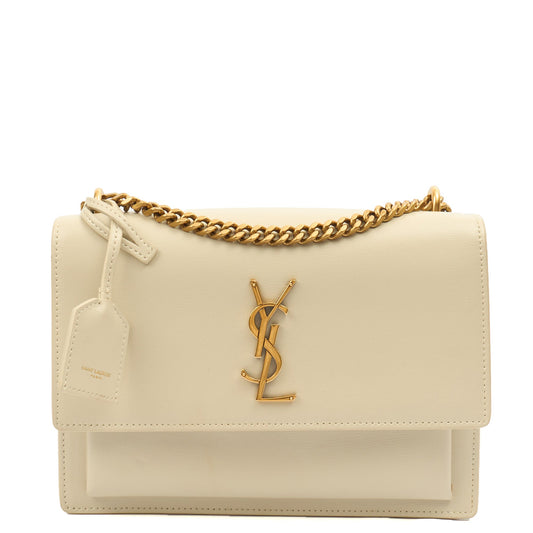 Saint Laurent Cross Body Sunset - Medium in Neutral, Leather — Front View