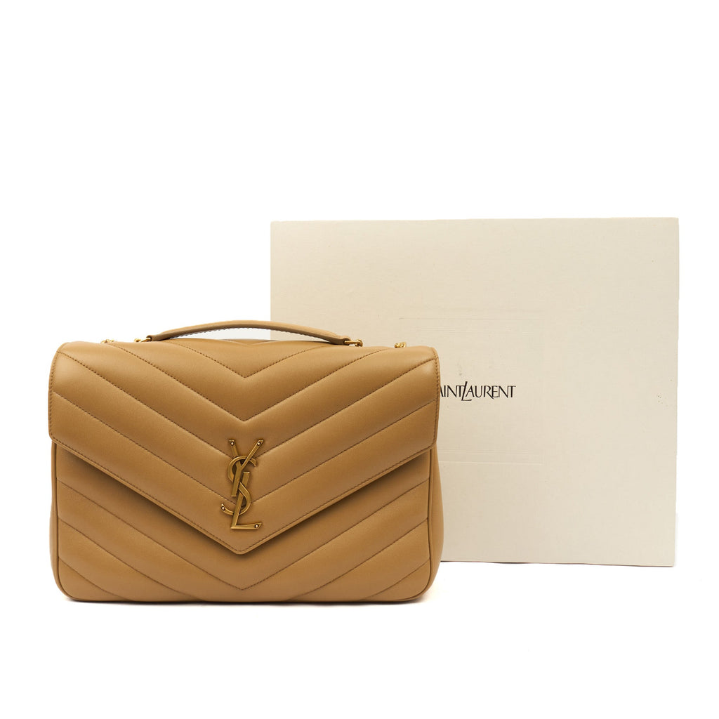 Saint Laurent Shoulder Bag Lou Lou - Medium in Neutral, Leather — Side View