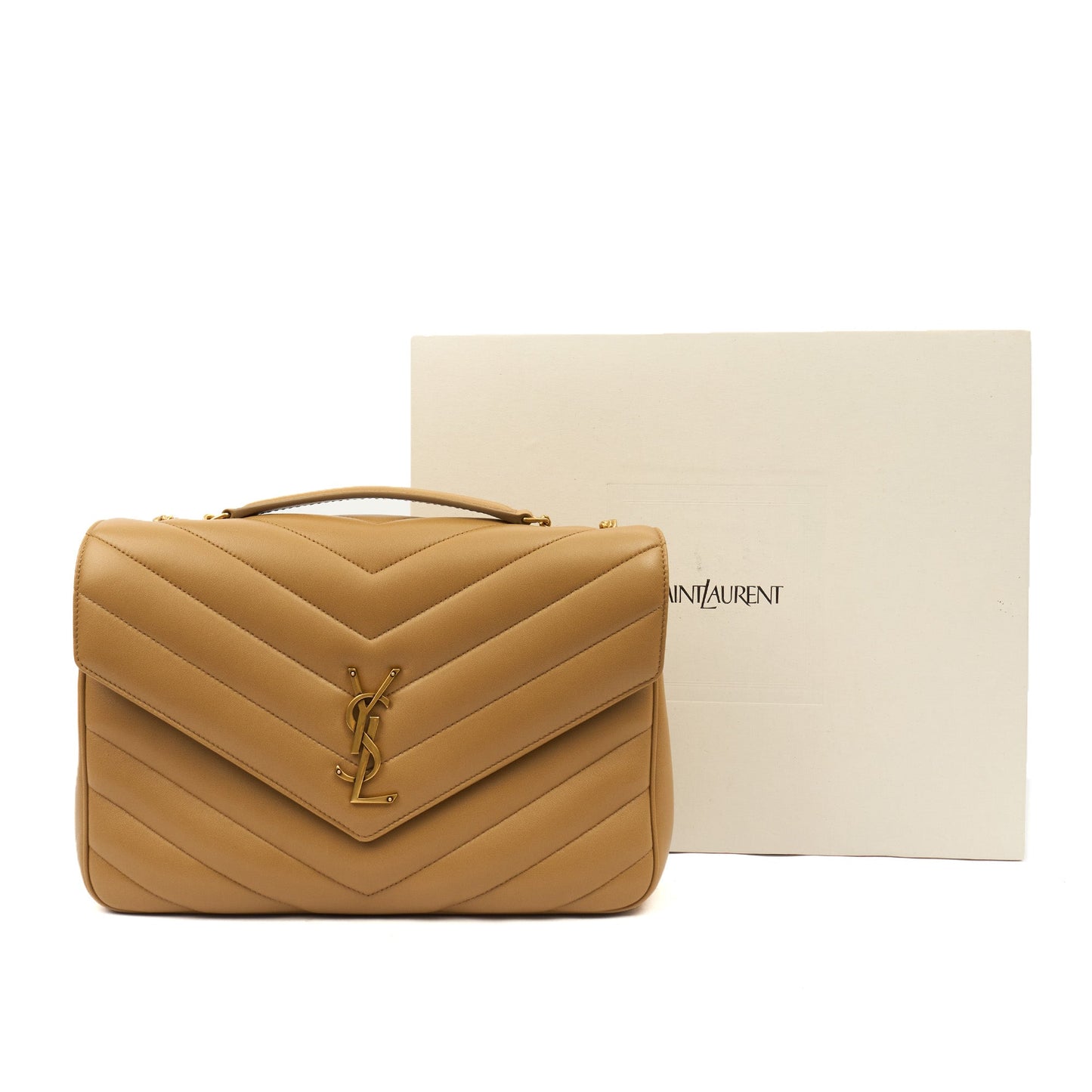 Saint Laurent Shoulder Bag Lou Lou - Medium in Neutral, Leather — Side View