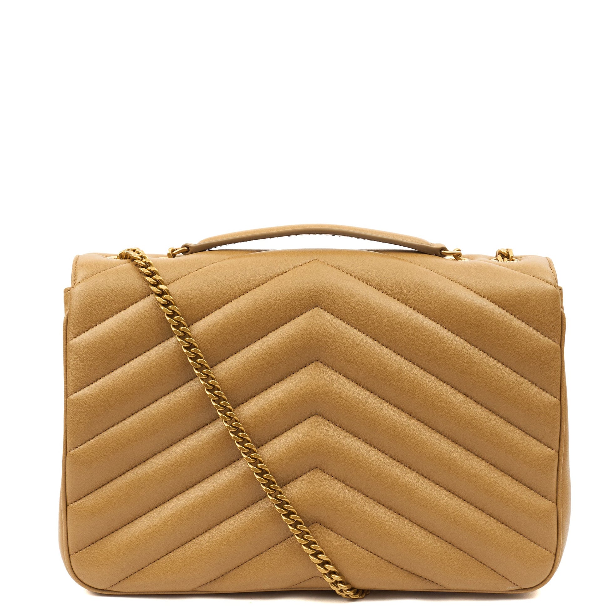 Saint Laurent Shoulder Bag Lou Lou - Medium in Neutral, Leather — Top View