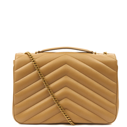 Saint Laurent Shoulder Bag Lou Lou - Medium in Neutral, Leather — Top View