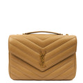 Saint Laurent Shoulder Bag Lou Lou - Medium in Neutral, Leather — Front View