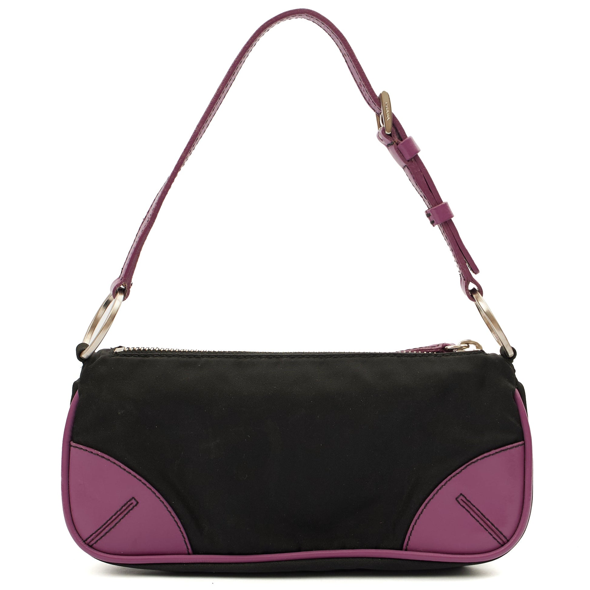 Prada Mini Bag Nylon Pochette in Black, Denim — Back View