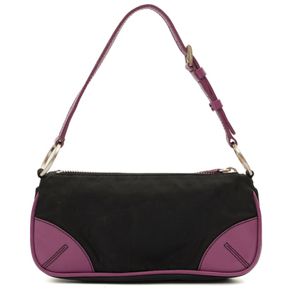 Prada Mini Bag Nylon Pochette in Black, Denim — Back View