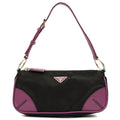 Prada Mini Bag Nylon Pochette in Black, Denim — Front View