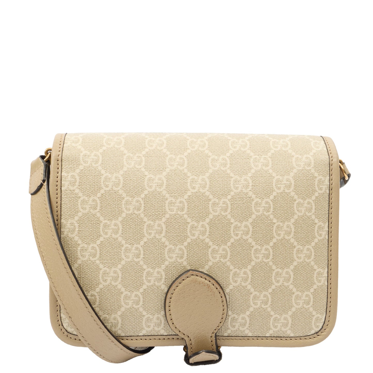 Gucci Cross Body Interlocking GG Shoulder Bag - Small in Neutral, Leather — Back View