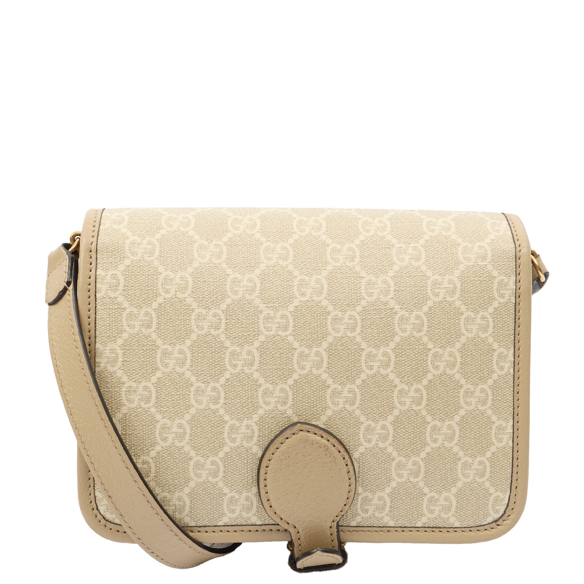 Gucci Cross Body Interlocking GG Shoulder Bag - Small in Neutral, Leather — Back View