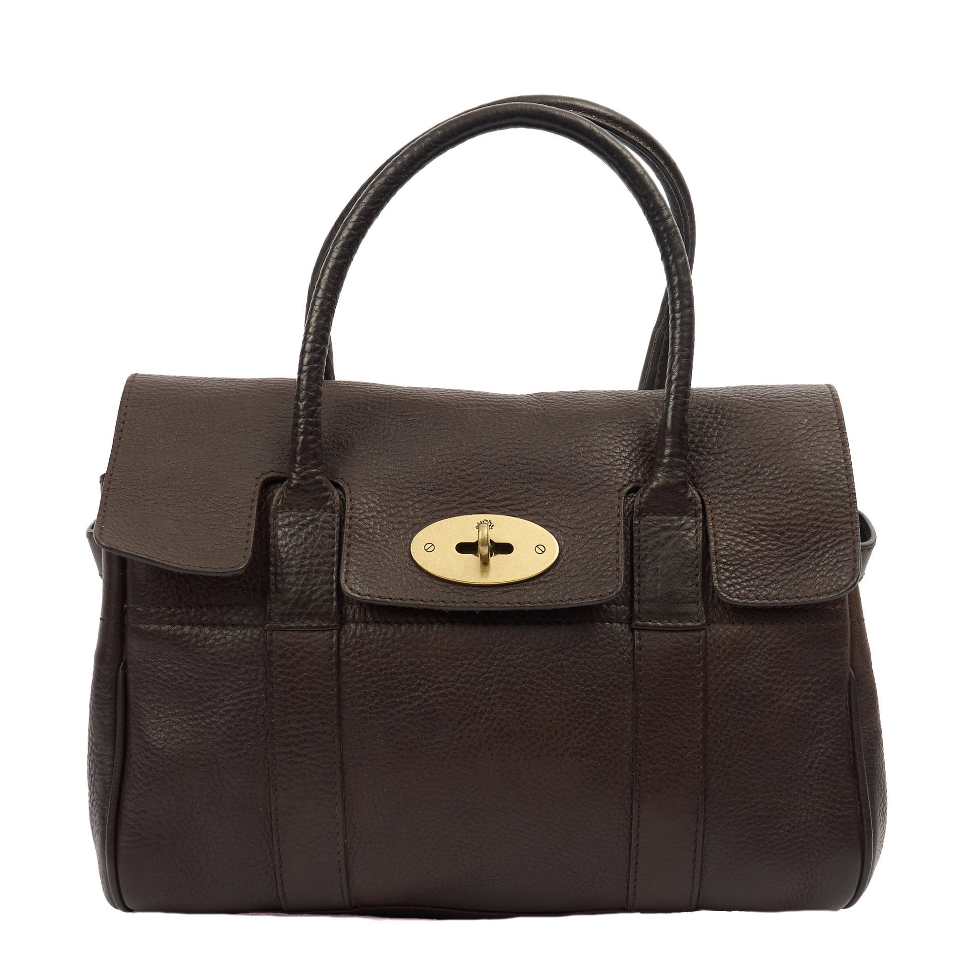 Mulberry Tote Bayswater- Small in Brown, Calfskin Leather — Front View