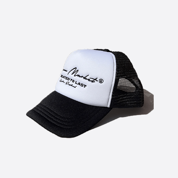 KAIZEN MARKET AUTOGRAPH TRUCKER HAT WHITE — ONE SIZE — Side View