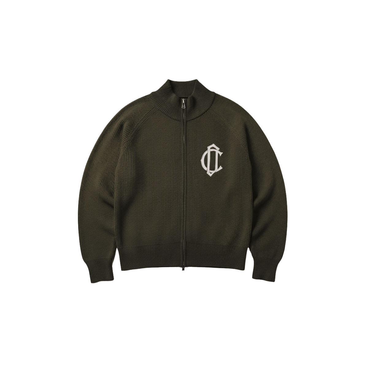 Cardair CD Emblem Knit Track Top - Olive — S — Front View
