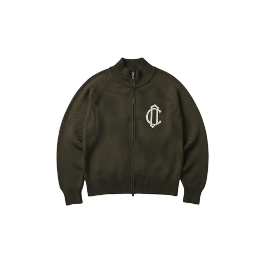 Cardair CD Emblem Knit Track Top - Olive — S — Front View