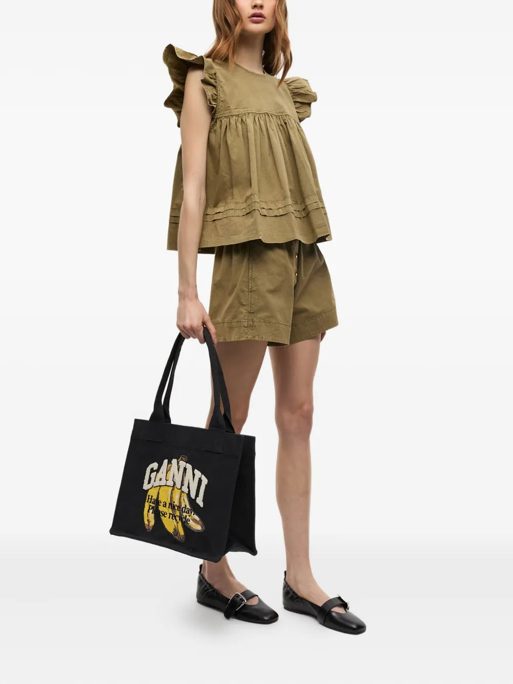 Ganni Cotton Shoulder Bag — Same as shown — Size One Size — Side View